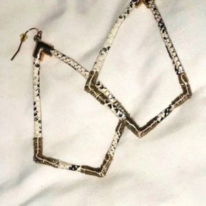 Leather & Metal Snakeskin Print Earrings